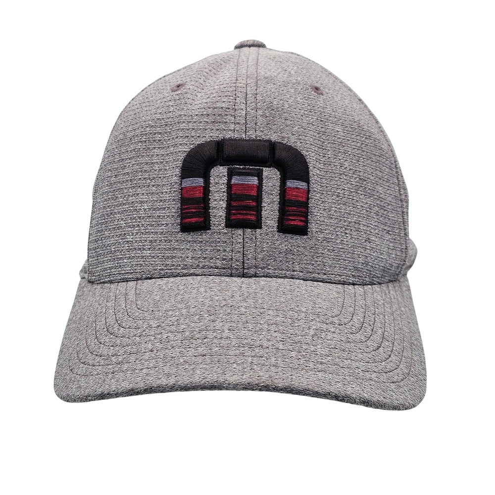 TravisMathew Flexfit Golf Hat S/M Heathered Grey Striped M Logo Yupoong Cap